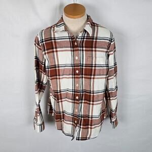 Weatherproof Vintage Flannel Shirt Men's L Red White Button Down Comfort Stretch